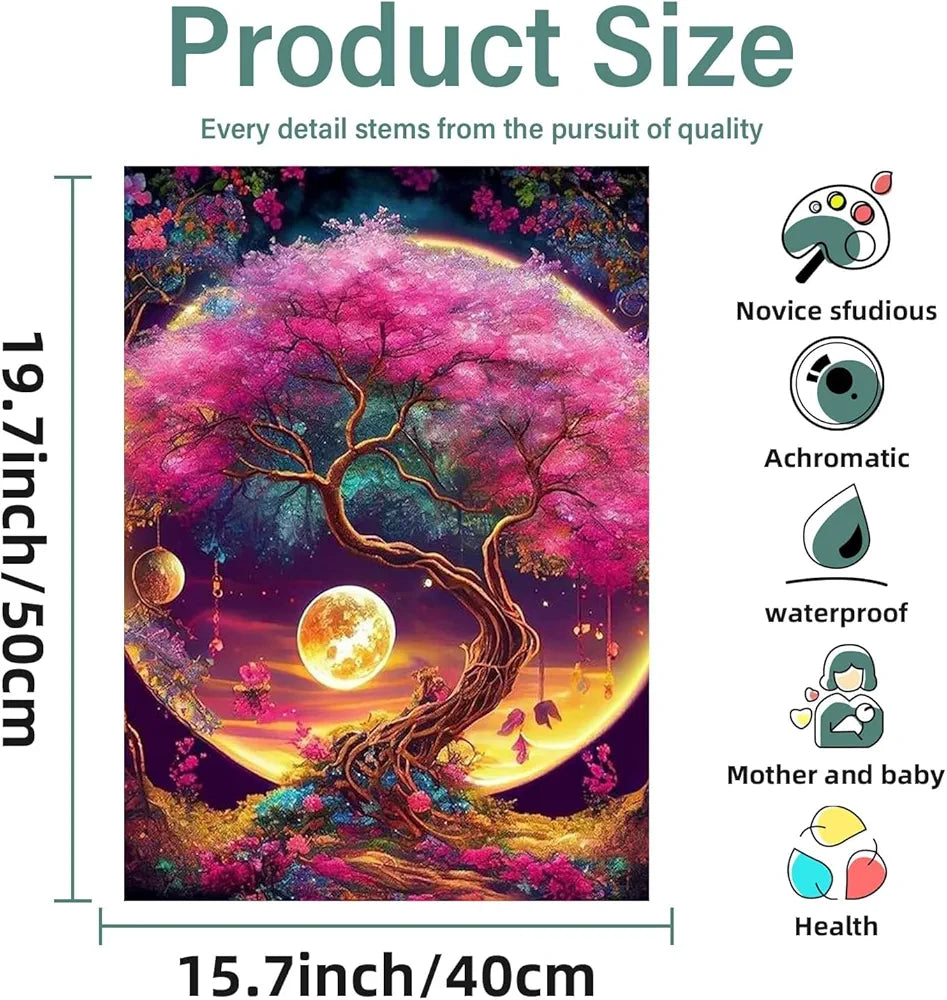TREXEE DIY Paint by Numbers Kit for Adults Kids Beginner, DIY Tree of Life Painting by Numbers for Adults, Acrylic Oil Paint by Numbers Kits on Canvas for Home Wall Decoration and Gifts PNB 16x20inch