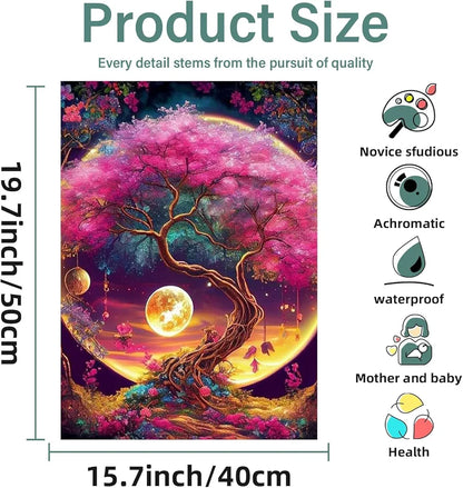 TREXEE DIY Paint by Numbers Kit for Adults Kids Beginner, DIY Tree of Life Painting by Numbers for Adults, Acrylic Oil Paint by Numbers Kits on Canvas for Home Wall Decoration and Gifts PNB 16x20inch