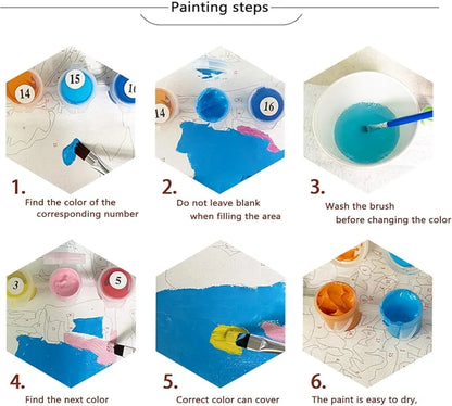 TREXEE DIY Mountain Paint by Numbers Kit for Adults & Kids Beginner Cabin Adult Paint by Number Kits On Canvas Mountain Acrylic Oil Painting Kit for Beginners Adults PNB 