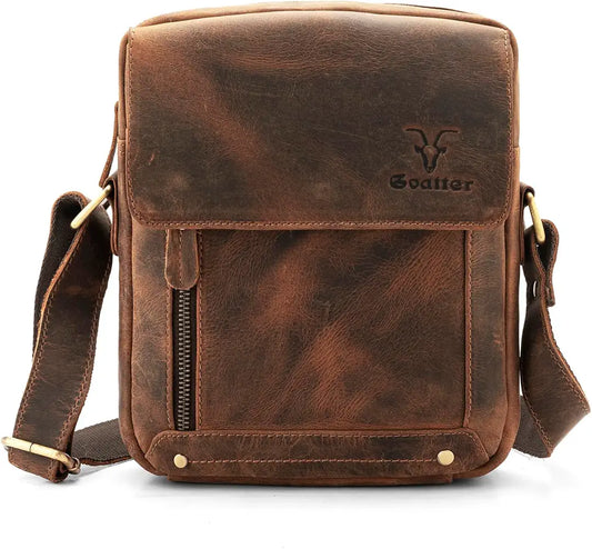 Goatter Genuine Leather 9.5" Inch Sling Messenger Bag For Men