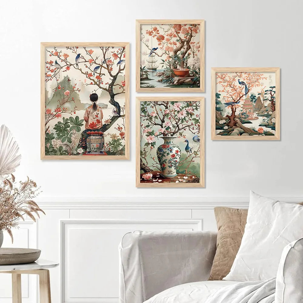 Kotart Nature Inspired Modern Art Paintings with Frame Set of 4 Frames C