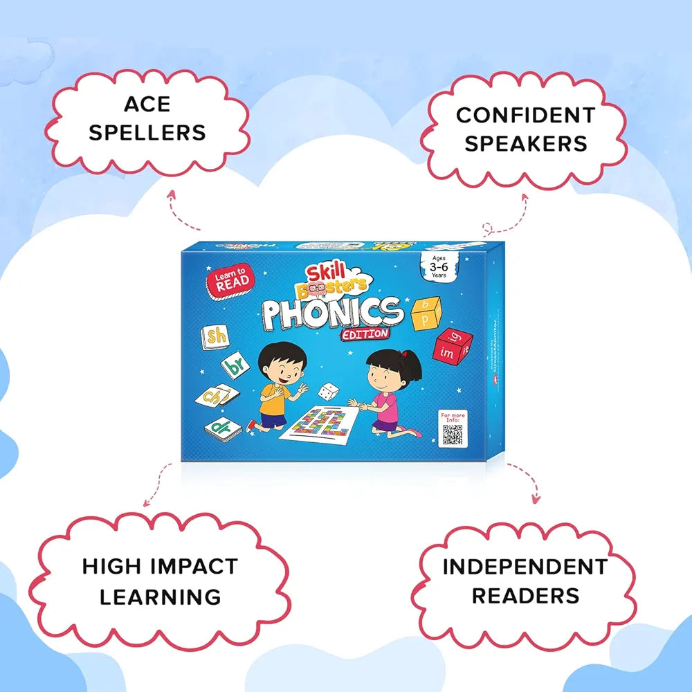 ClassMonitor Phonics Learning Kit with Free Mobile App | 26 Alphabet Flashcards with 100+ Sight Words Flashcards | 24+ Long & Shot Vowel Worksheets | for Kids, Children's Boys Girls Age 3 Years