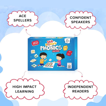 ClassMonitor Phonics Learning Kit with Free Mobile App | 26 Alphabet Flashcards with 100+ Sight Words Flashcards | 24+ Long & Shot Vowel Worksheets | for Kids, Children's Boys Girls Age 3 Years