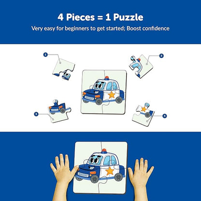 Mini Leaves 4 Piece Wooden Puzzle for Kids | Set of 6 Transport Jigsaw Puzzle | Educational Puzzle