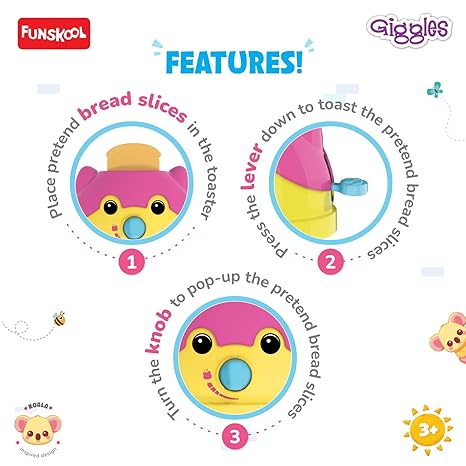 Funskool Giggles Playset Happy Lil Home Toaster Koala Inspired Pretend Role Play Kitchen pop up Toy