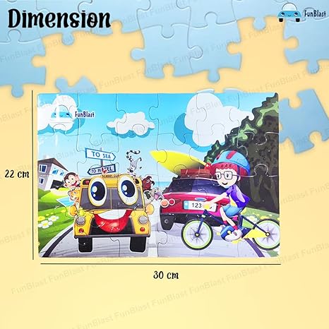 FunBlast Road Transport Jigsaw Puzzle for Kids 24 Pcs Jigsaw Puzzle Multicolor