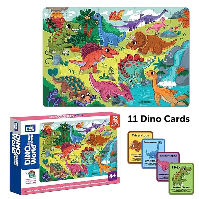 Mini Leaves 35 Piece Puzzle for Kids | Dinosaurs Jigsaw Puzzle | Educational Toys for Kids 3+ Years