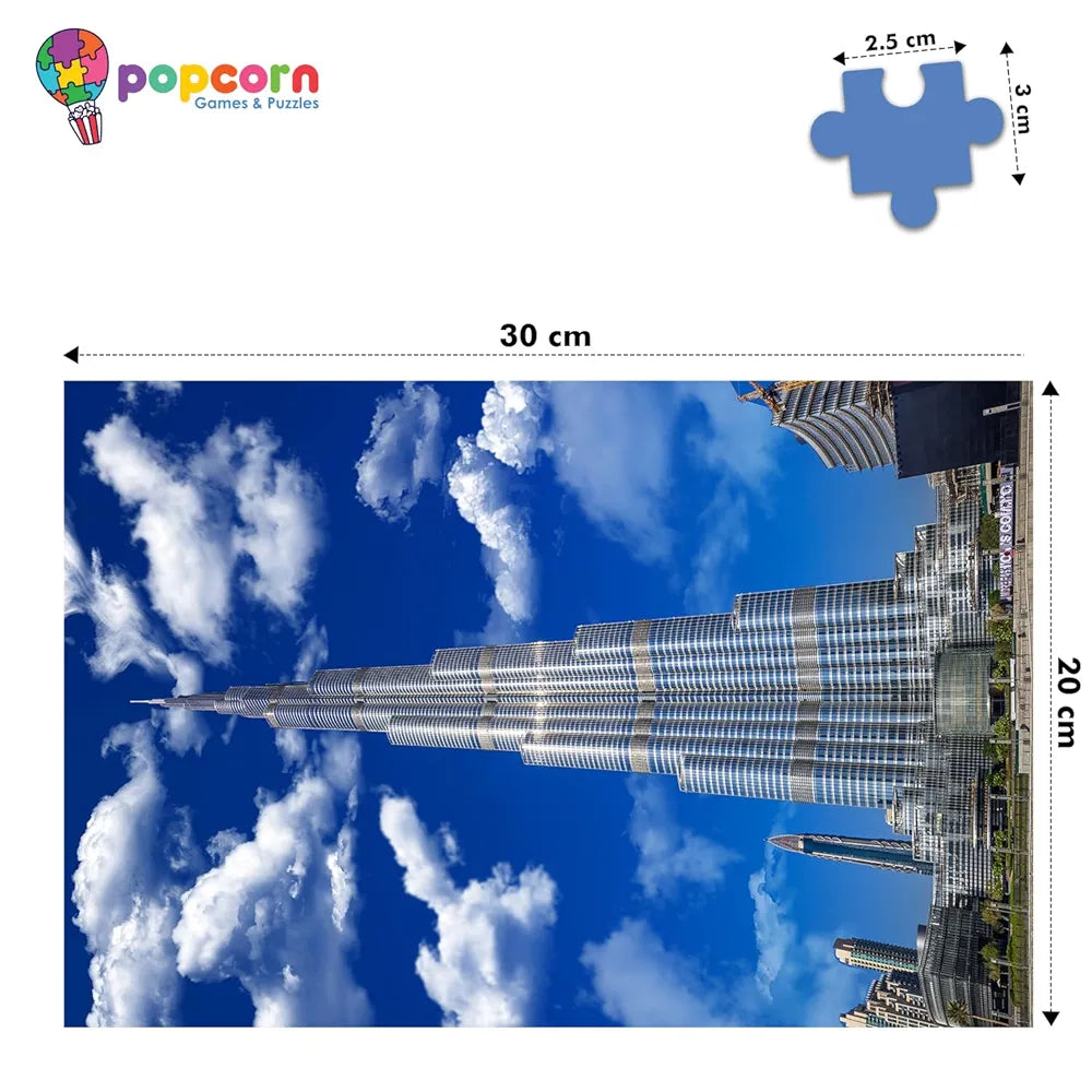 Popcorn Puzzle for Kids Burj Khalifa 500 Piece Jigsaw Puzzles Game for 7+ Years Old Childrens and Adults | Indoor Brain Booster Games and Gifts for boy and Girl