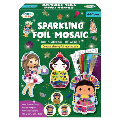 SparkLPlay Paper Art And Craft Kit. Toys For Girls. Foil Fun Activity. Birthday Gift For Girls Ages 4 To 9. Theme Danglers 6, Color Foils 40+, Stickers 190+. Foil Mosaic Craft. , Multicolor