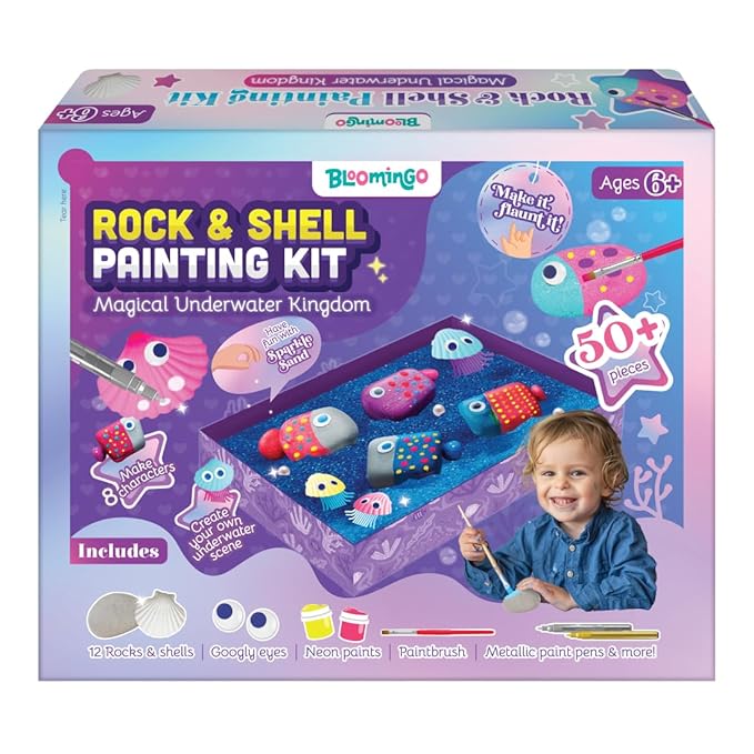 Bloomingo Art & Craft Kit - Rock Painting Kit Magical Underwater Kingdom | Fun Diy Rock Painting Kit for Kids