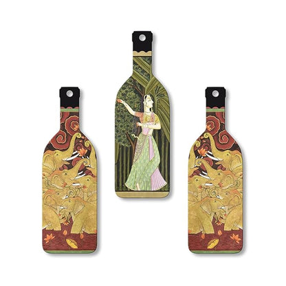 Artvibes Indian Folk Art Wooden Wall Hanging for Home Decor | Set of 3