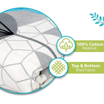 Divine Casa 100% Cotton Reversible Lightweight Printed Single Bed AC Dohar Blanket Colour White & Blue