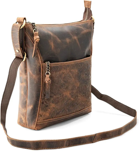 Goatter Hunter Leather 11" Inch Sling Cross-BodyBag/Shoulder Bag for Girls And Women