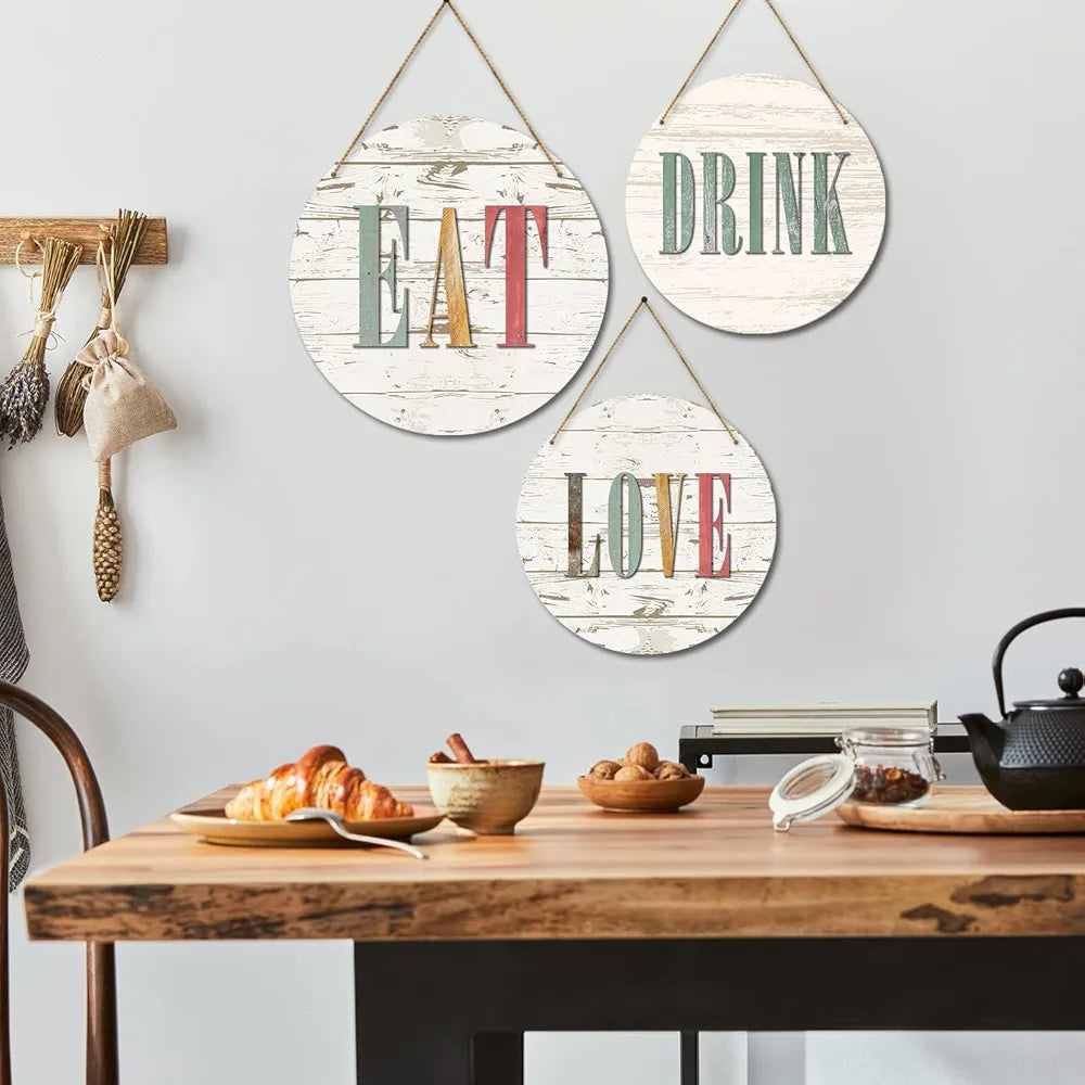 Kotart Wooden Wall Hanging Home Decor Items Eat Drink Love