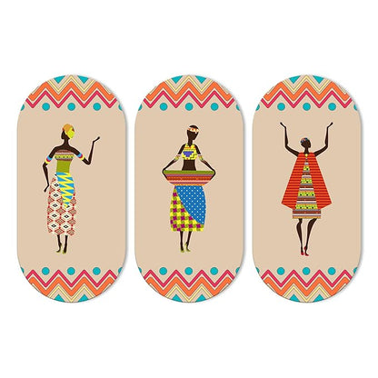 Artvibes African Women Dancing Warli Art Wooden Wall Hanger for Home | Set of 3