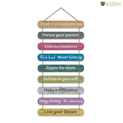 Artvibes Decorative Positive Quote Printed Wooden Wall Hanging for Home Decor Items