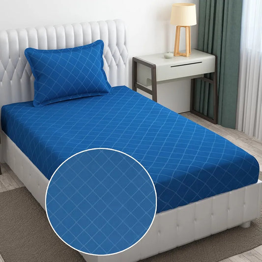 Fresh From Loom Double Bedsheet Single Bedsheet Microfiber Rotary Printed with 1 Pillow Covers 144 TC BlueBerry Barfi