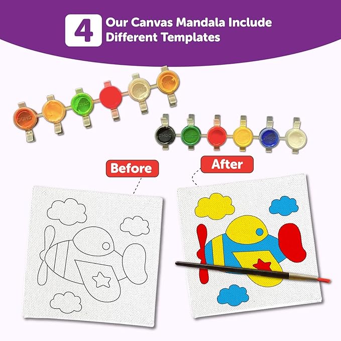 Mini Leaves Mini Canvas Craft Art Paint Kit for Beginner With Wooden Easel, Colours, Painting Brush | Diy Kit | Set of 4