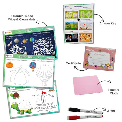 Popcorn Games & Puzzles Mazes and Dot to Dot | Reusable Activity Mats with 2 Marker Pens | Gifts & Creative Learning for Ages 3-6