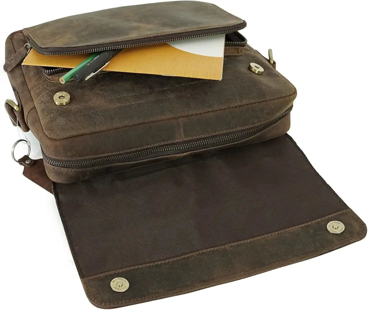 Goatter Men's Hunter Leather 12 Inch Messenger Bag [GTHT-11]