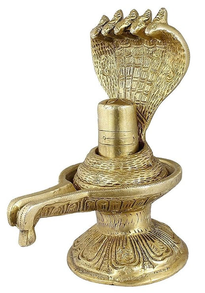 The Advitya Shivling for Home Puja Mandir With Sheshnaag Brass Statue | Shiva Lingam for Shiv Mahadev Sawan Maha Shivratri Pooja