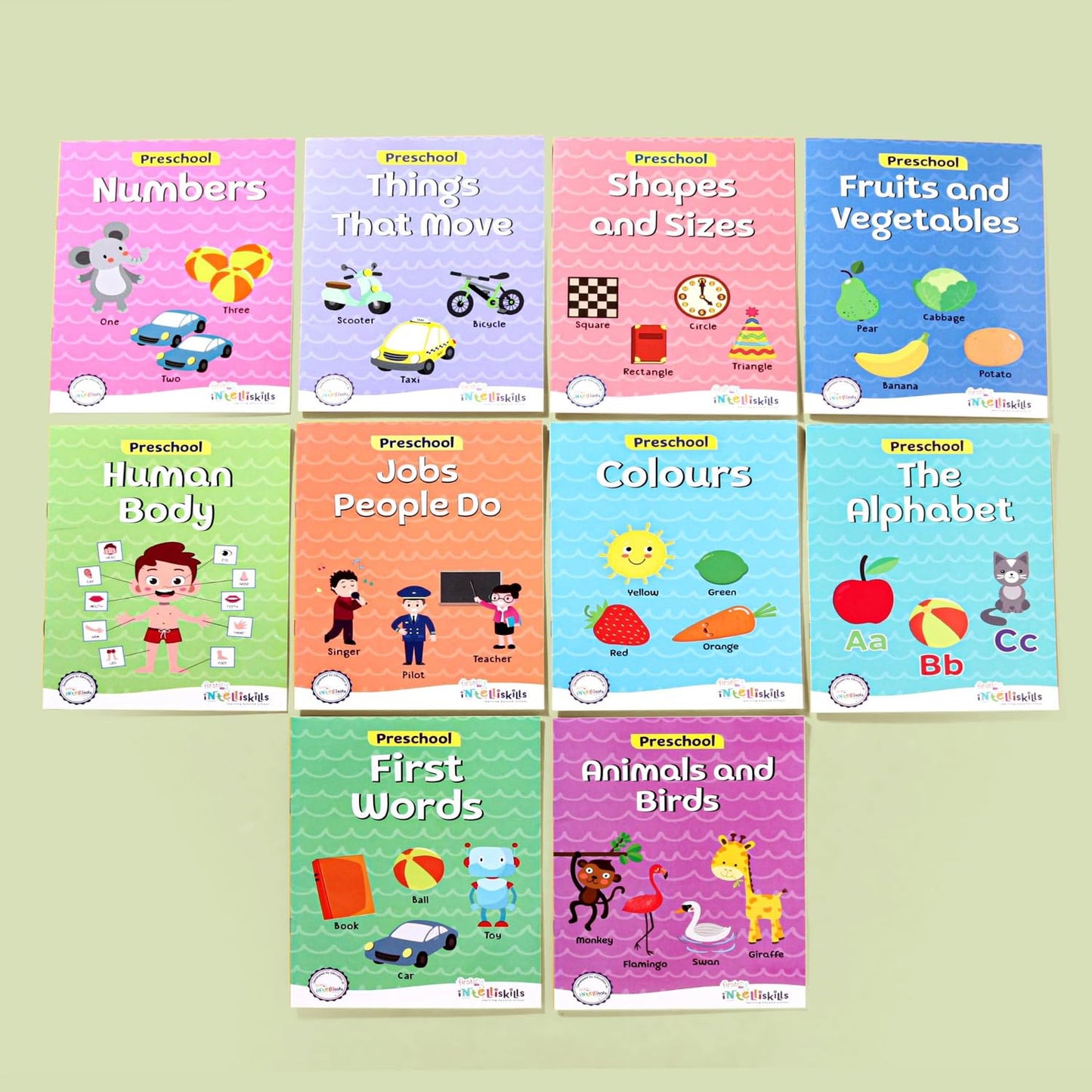 Firstcry Intelliskills Premium My Preschool Book Set of 10 | Montessori Educational Activity Book for Boys & Girl | 80 Pages