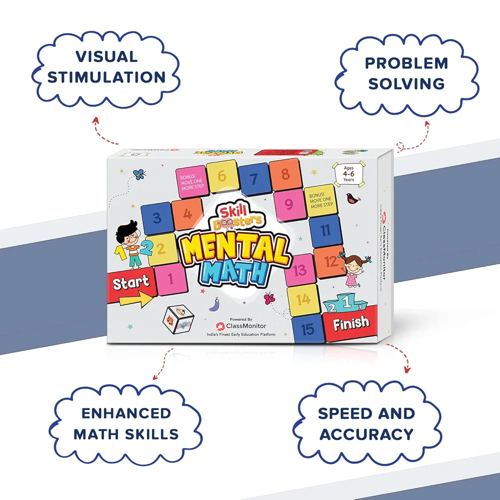 classmonitor Mental Learning Math Kit with Free Mobile App 100+ Number 20+ Puzzles 20 Practice Worksheets for Kids Children's|Age 4-6 Years
