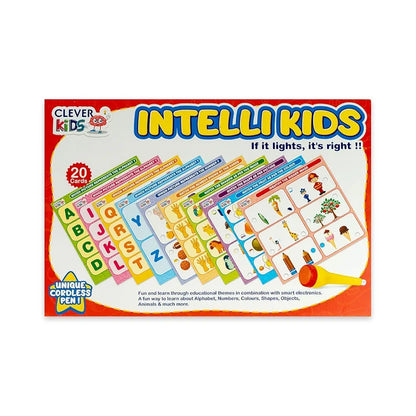 RATNA'S Intellikids Electro Game, 10 Double Sided Printed Cards, If it Lights its Right!! Learn About Alphabet,Numbers,Colors,Shapes,etc