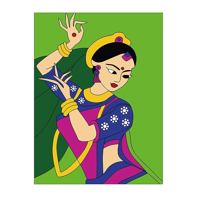 Hobby India Self Painting Beautiful Dancing Women Canvas | Pre-designed Canvas Board  for Best Gift Adults & Artist