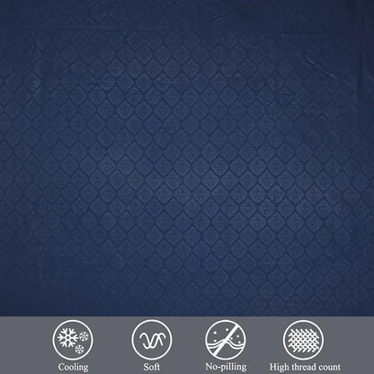 Fresh From Loom Printed Double Bedsheet King Size Microfiber Wrinkle Free With 2 Pillow Covers 144 TC Navy-Blue Damas