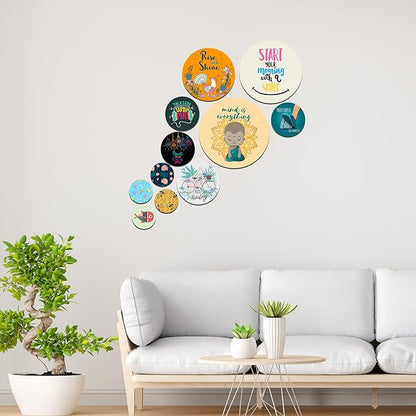 Artvibes Designer Mdf Wooden Wall Hanging for Home Decoration | Pack of 11 Pieces