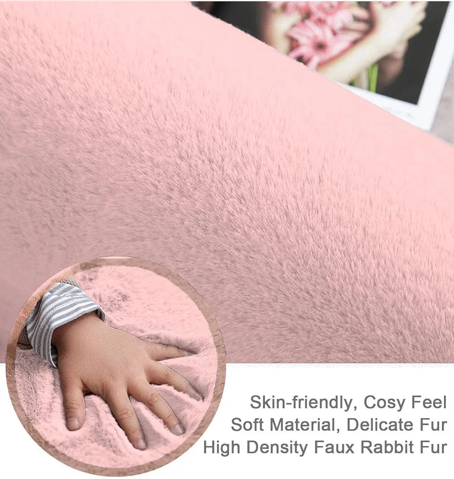 Luxe Home International Runner Super Soft Anti Skid Rabbit Fur Bathroom Mats 2 X 5 Ft  Colour Peach