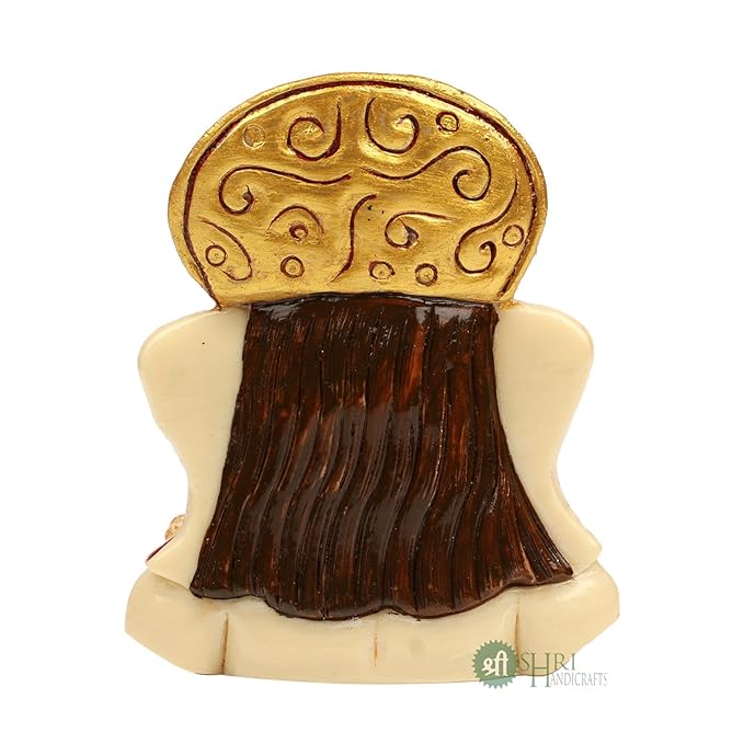 Indicast Resin 4" Inch Lord Ganesha Head Painting Hindu God Ganesh Ganpati Idol Figurine for Home Office House Warming Statue Murti