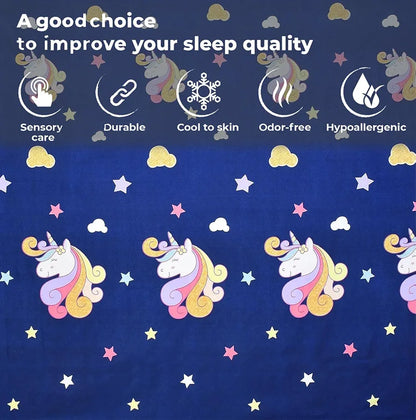 Fresh From Loom Glace Cotton Bed Sheet Cartoon Printed Single Bedsheet Size for Kids with 2 Pillow Cover 144 TC Dinosaur Blue