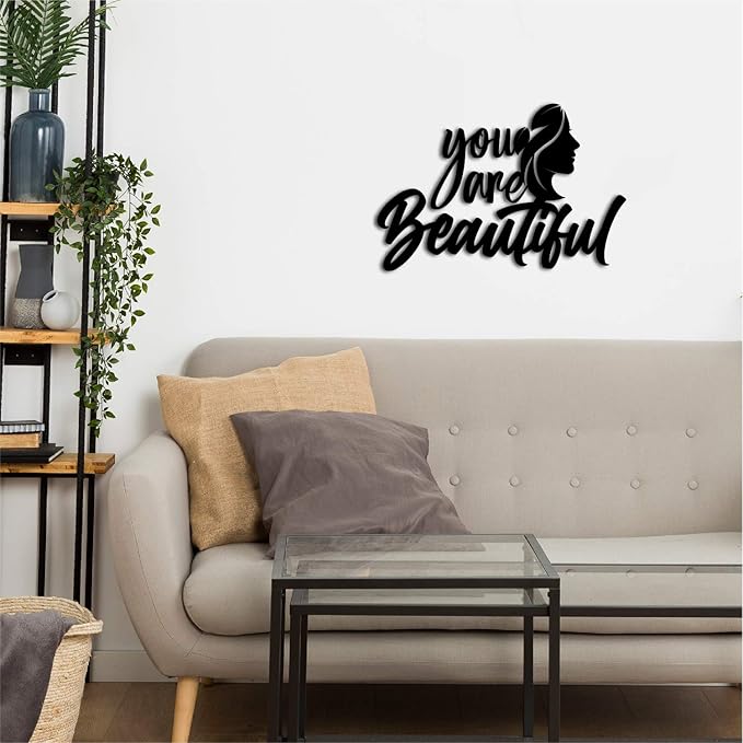 Ecraftindia You Are Beautiful Woman Black Engineered Wood Cutout Wall Art Decor | Wooden Wall Decor Item