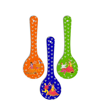 Artvibes Madhubani Art Wooden Wall Hanger for Home | Set of 3