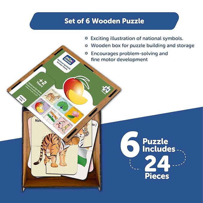 Mini Leaves India's National Symbols With Pictures Wooden Puzzles for Kids and Learning Educational | Learn, Play, and Explore Toys