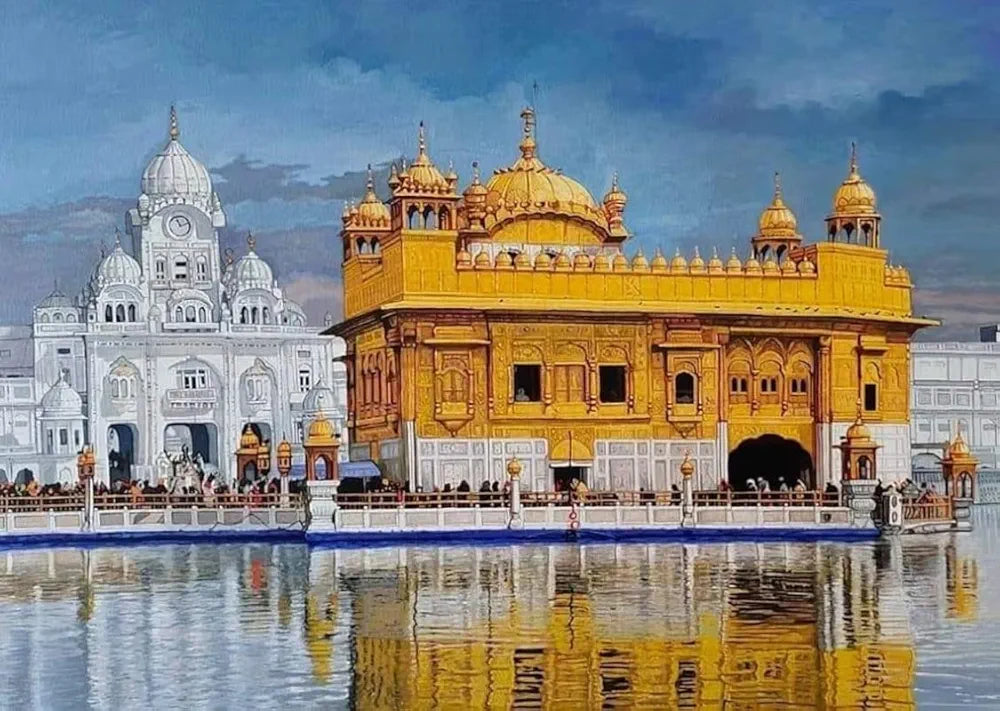 TREXEE Golden Temple Paint by Number for Kids and Adults Beginner, DIY Acrylic Painting by Numbers on Canvas, Number Painting DIY Canvas Painting by Numbers DIY Painting for Adults DIY Gift Canvas  