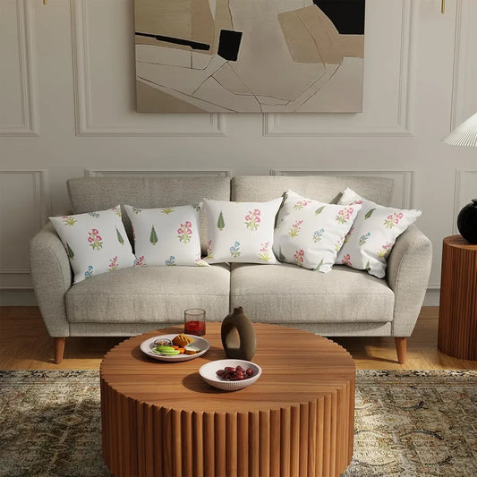 Urban Space Decorative Cotton 200 TC Cushion Cover Set Of 5 Cushion Covers For Sofa, Bedroom, Living Room High Garden Red