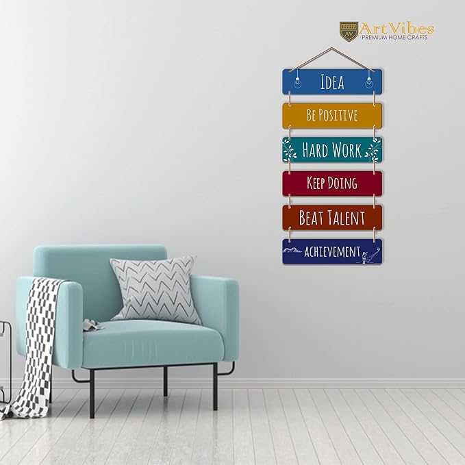 Artvibes Designer Wall Hanging Wooden Art Decoration Item for Living Room | Set of 6