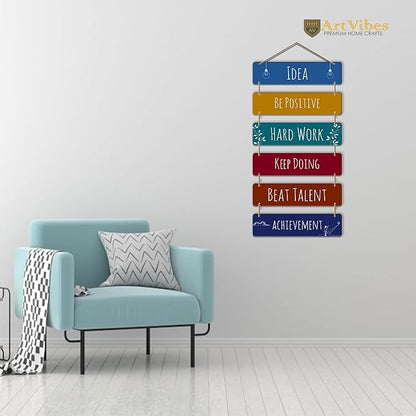 Artvibes Designer Wall Hanging Wooden Art Decoration Item for Living Room | Set of 6