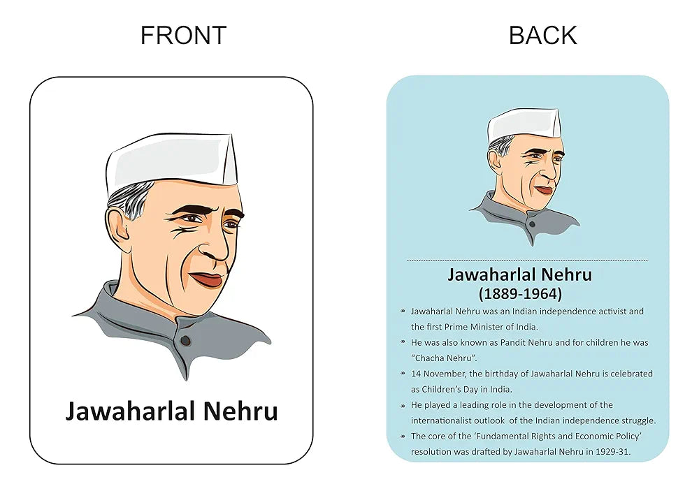 Gurukanth® Premium Freedom Fighters Flash Cards for Kids Early Learning | Easy & Fun Way of Learning 1 Year to 6 Years Babies Smart Toys