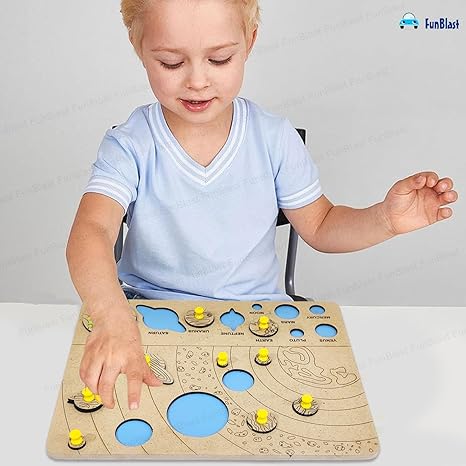 FunBlast Solar System Matching Jigsaw Puzzle for Kids Wooden Learning Puzzle