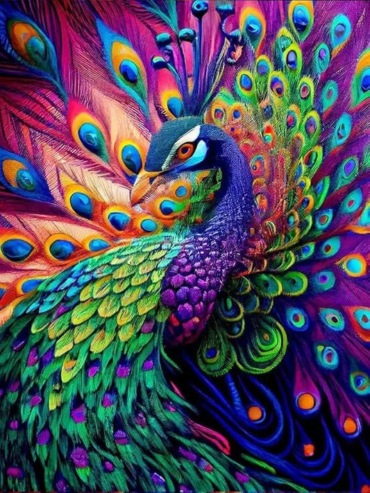 TREXEE Beautiful Peacock Paint by Number for Kids and Adults Beginner, DIY Gift Canvas Painting Kits for Boys and Girls 