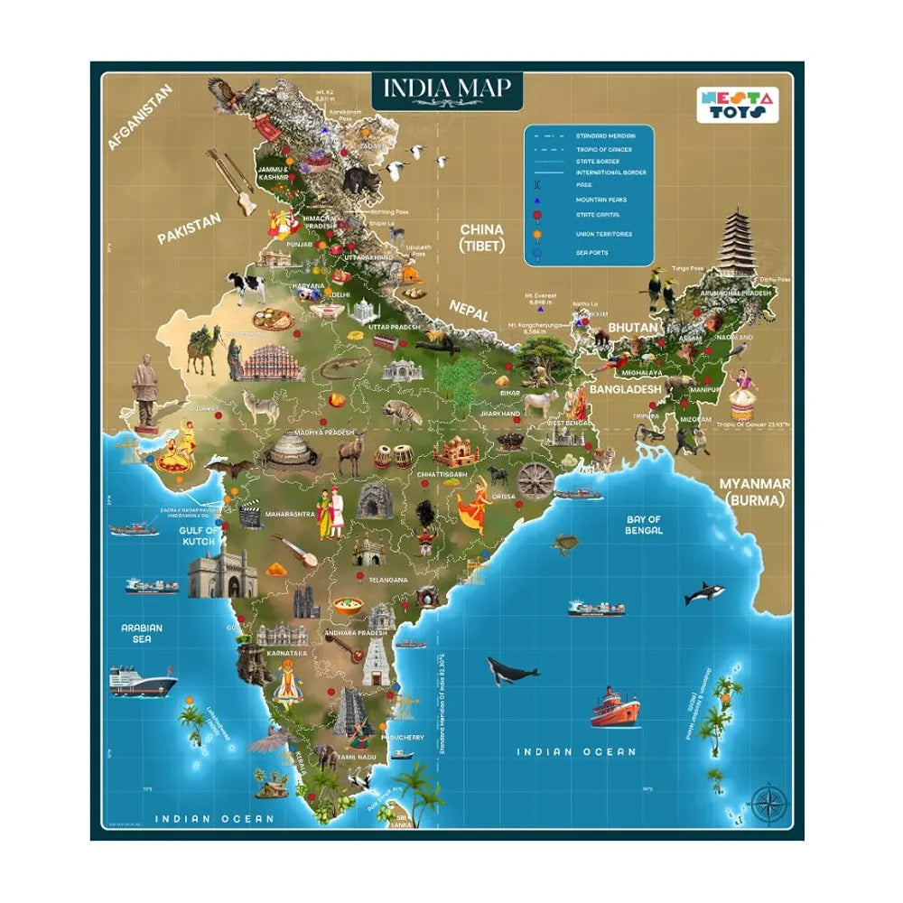 NESTA TOYS - Floor Puzzle & Game - India Map, Jigsaw & Toddler Puzzles, Educational Toy, Gifts for Boys & Girls Ages 3, 4, 5, 6, 7 | Geography for Kids 
