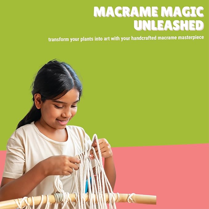 Kalakaram Diy Macrame Plant Hanger Making Kit | Pot Holder Diy Making Kit for Home | Rope With Beads and Wooden Stick