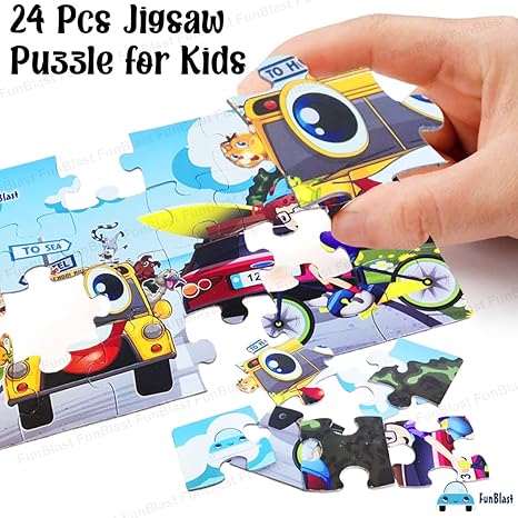FunBlast Road Transport Jigsaw Puzzle for Kids 24 Pcs Jigsaw Puzzle Multicolor