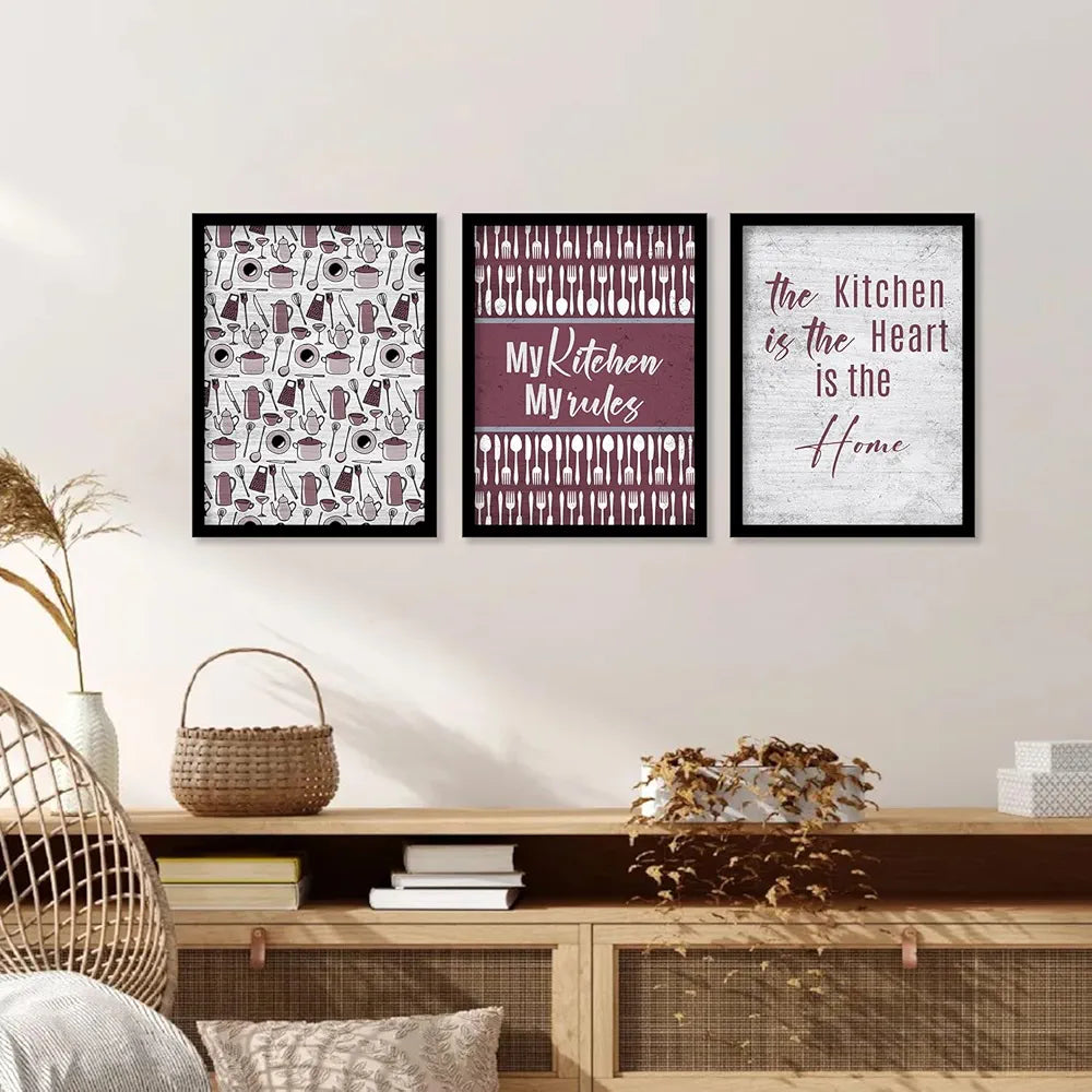 Kotart Baked With Love Restaurant Quotes Posters with Frame for Kitchen Wall Decoration