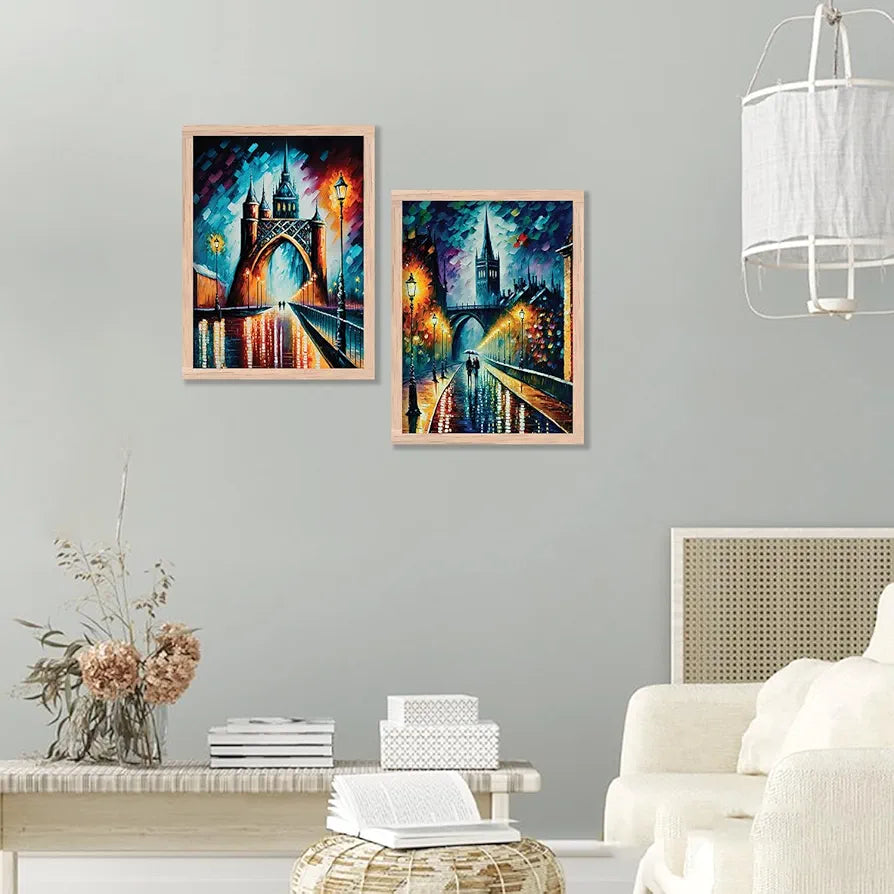 Kotart Premium Digital Painting with Frame Iconic City Painting Design 02 Pack of 2