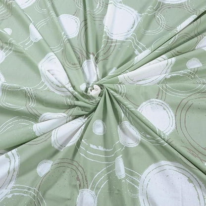 Huesland by Ahmedabad Cotton 144 TC King Size Bedsheet Cotton with 2 Pillow Covers | Sphere | Green & Off White